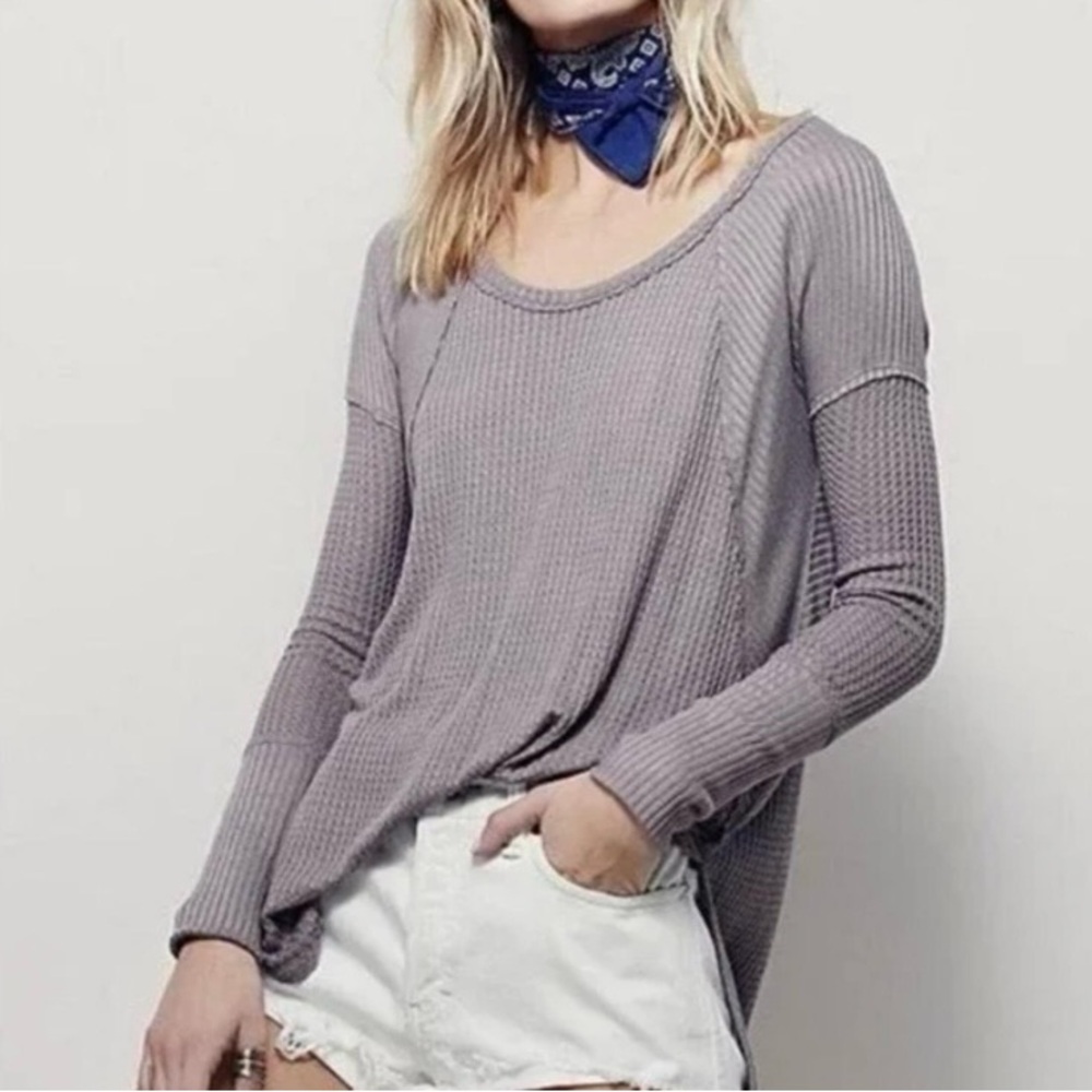 EUC Free People Ventura Hi Lo Waffle Knit
